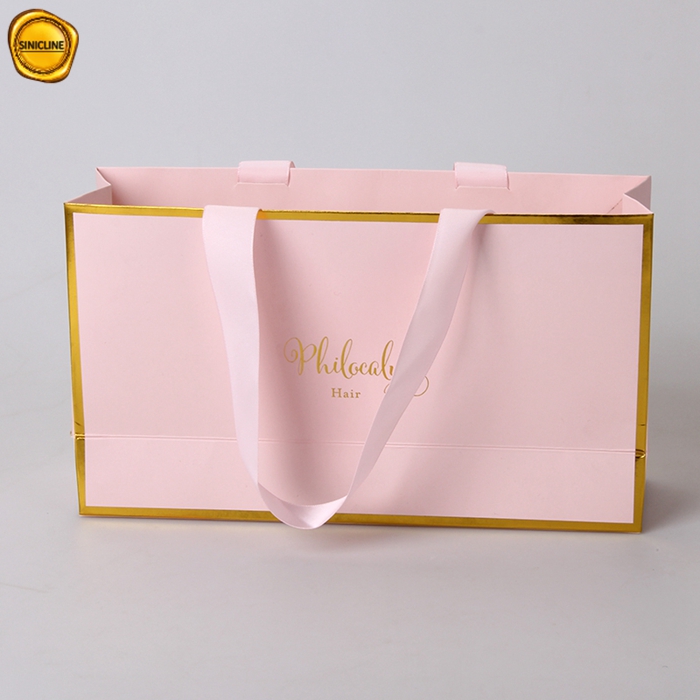 Bolsa de papel con logotipo personalizado, bolsa de envío, juego de embalaje de peluca, bolsas de regalo