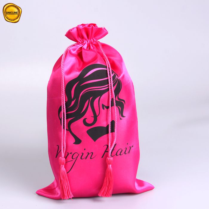 Bolsa de seda rosa con logotipo personalizado para pelucas Bolsas para pelucas personalizadas