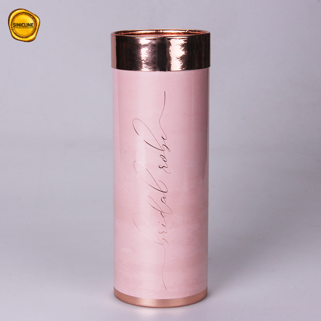 Caja de embalaje de cosméticos de cilindro de tubo de papel rosa brillante personalizado 
