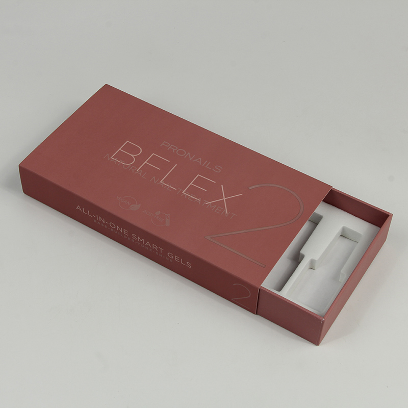 Caja de embalaje de esmalte de uñas de cajón de cartón rígido de diseño personalizado con inserto de espuma EVA