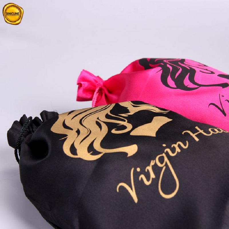 Bolsa de satén blanco con logotipo personalizado para pelucas Bolsas para pelucas personalizadas