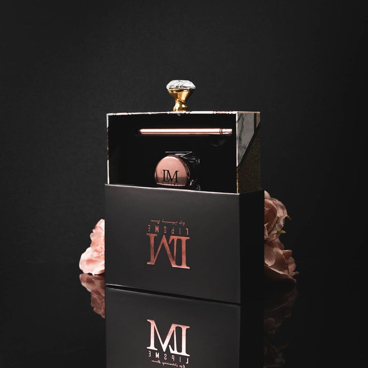 Caja de embalaje de brillo de labios de cartón con logotipo de lámina de oro rosa personalizada de lujo