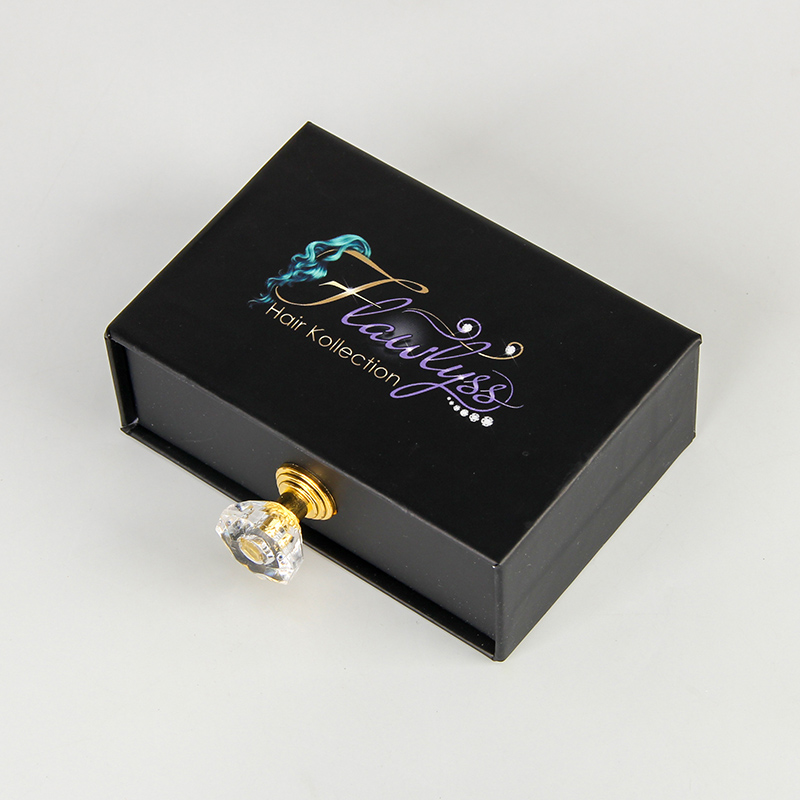 Embalaje de caja de cabello Logotipo personalizado Caja de extensión de cabello negro Embalaje de logotipo personalizado